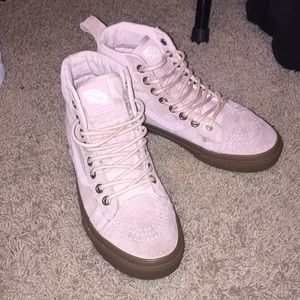 Blush pink high top vans